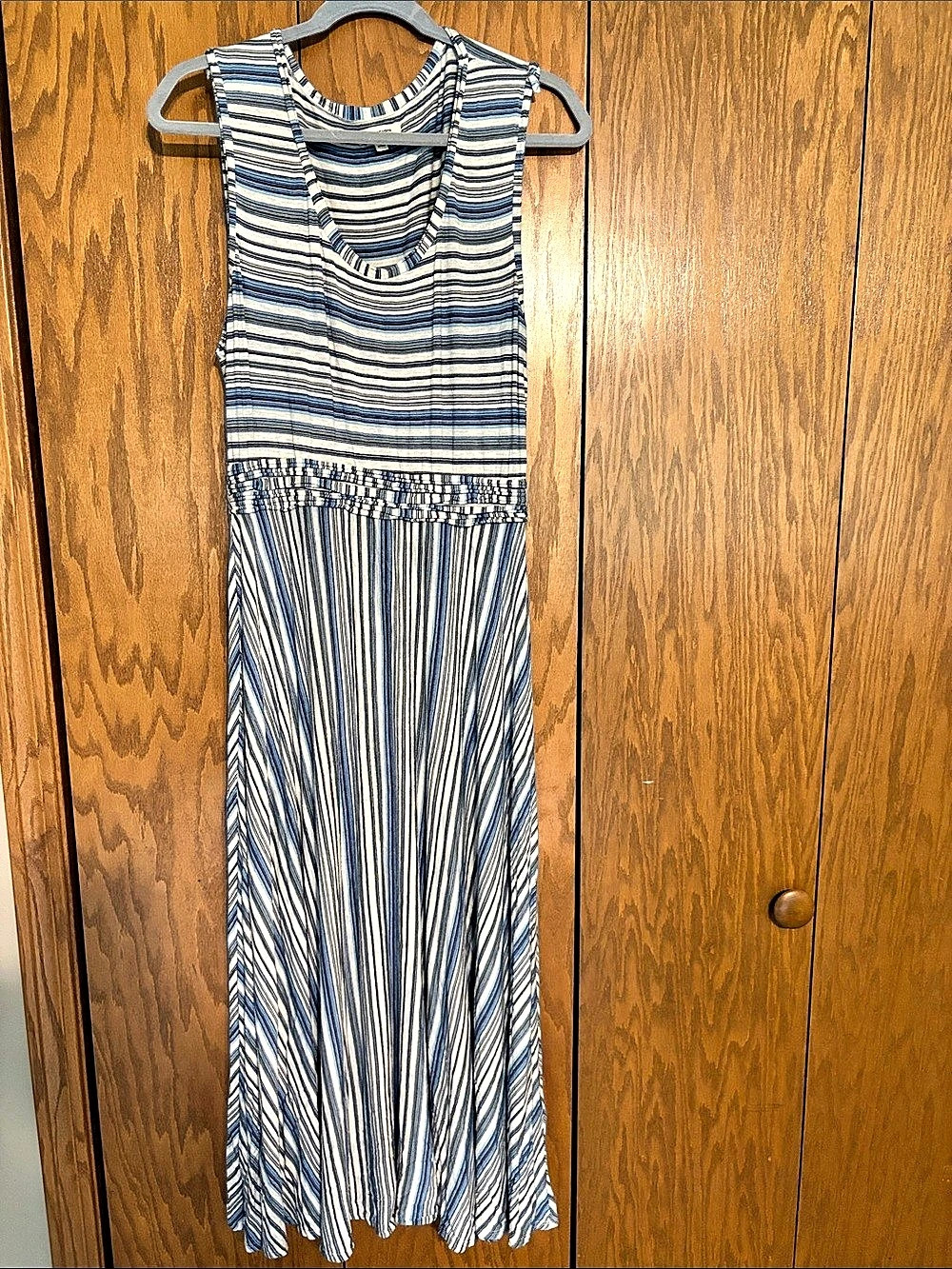 Max Studio Striped Maxi Dress in Blue & White XL Like New